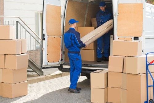 Removal team loading boxes during a Marylebone move