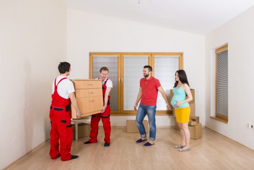 Newly arranged living room after home moves in Marylebone