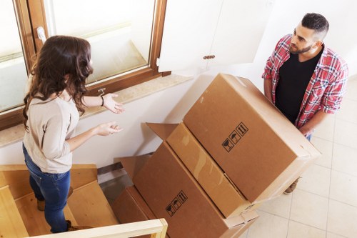 Moving van and removal crew in the Marylebone area